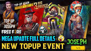 Players can also get joseph as a reward for their first top up. Freefire Mega Upadte New Character Joseph Topup Reward Free Bundles Youtube