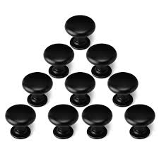 Door handles for kitchen cabinets & bathroom vanities at wholesale prices available at summit cabinets in corona, ca. Douper 10pcs Black Cabinet Door Knobs Matted Round Mushroom 25mm Pull Handles Zinc Alloy Knobs Hardware For Chest Of Drawer Kitchen Cupboard Wardrobe Furniture With Screws 1 1 10in Diameter Buy Online In Latvia