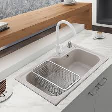 single bowl quartz kitchen sink oatmeal
