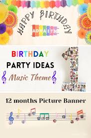 Decorations for such an event should include british flags, 'keep calm' posters, and plenty of traditional pub foods (or a tea party fit for a queen). Vikalpah Music Themed Birthday Ideas 12 Months Birthday Banner Birthday Backdrop And Number 1 With Photos