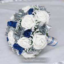 4.7 out of 5 stars. Royal Blue And Silver Silk Wedding Bouquet Horizon Blue Bridal Blue Wedding Flowers Blue Wedding Bouquet Silk Wedding Bouquets