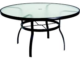 Okida 35.4 outdoor patio bistro square table with 2.2 umbrella hole cast aluminum dining table for backyard, garden or porch. Woodard Aluminum Deluxe 54 Wide Round Obscure Glass Top Table With Umbrella Hole Wr826154w