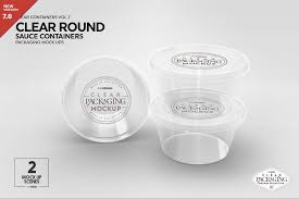Clear Round Sauce Containers Mockup Packaging Mockup Design Mockup Free Mockup