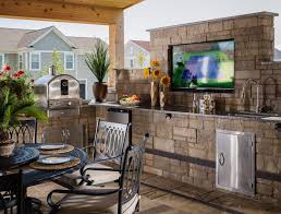 Outdoor kitchen with stainless bbq island with 6 ft. Built In Grill Design Ideas Inspiration From Belgard