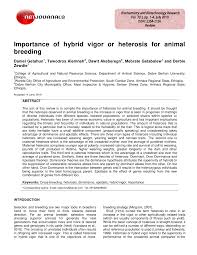 Pdf Importance Of Hybrid Vigor Or Heterosis For Animal Breeding