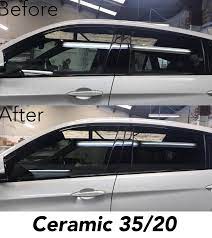 You don't even notice it inside the car but it gives you protection from sun heating up your car and it doesn't look like you have black windows. 3m Ceramic Window Tint 35 20 On Bmw X6 Before And After Photos Tinted Windows White Car Car Window