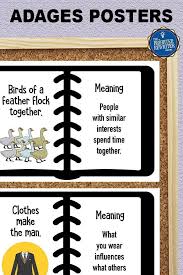 Birds Of A Feather Flock Together Meaning In English Adages And Proverbs Posters Adages Proverbs Vocabulary Activities Proverbs