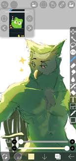 274487 - safe, artist:monopoly360, duo (duolingo), bird, bird of prey, owl,  anthro, duolingo, 2023, digital art, feathers, green body, green feathers,  ibis paint, male, simple background, solo, solo male, white background -  Furbooru