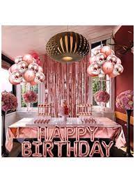 Birthday decoration kit in color of rose gold and black. Rose Gold Birthday Party Decoration Happy Birthday Banner Etsy Gold Birthday Party Decorations Gold Birthday Party 18th Birthday Decorations