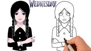 Comment dessiner Mercredi addams - How to Draw Wednesday addams - YouTube