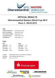 Find the latest nascar news, standings, results, highlights, live race coverage, schedules and more from nbc sports. Oberwiesenthal Masters World Cup 2012 Race 3 05 03 2012 Official Results