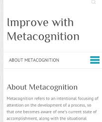 Metacognition is an awareness of one's own thought processes and an understanding of the patterns behind them. Improve With Metacognition Home Facebook