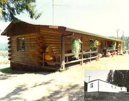 Make Your Manufactured Home Look Like A Log Cabin Manufactured Home Remodel Mobile Home Redo Home Porch