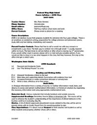 High School Course Syllabus Example Syllabus Examples Syllabus Course Syllabus