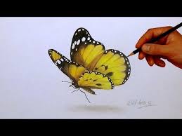 If you are using a pencil for your drawing, don't apply too much pressure for the first three steps since these lines are not final and most likely be corrected later. How To Paint 3d Butterfly Blue Butterflies Acrylic Painting Tutorial Step By Step Youtube Butterfly Drawing 3d Drawings Drawings