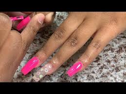Ahead, we have 25 gorgeous short acrylic nail designs we can't get enough of. Neon Pink Encapsulated Heart Acrylic Nails Youtube