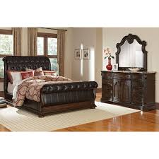 Monticello 5 Piece Upholstered Sleigh Bedroom Set With Dresser And Mirror Queen Bedroom Furniture King Bedroom Furniture Furniture