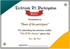 Certificate Of Participation In Seminars Certificate Of Participation Template Seminar Certificate