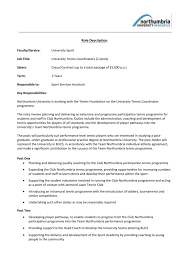 Role Description Faculty Service University Sport Job Title