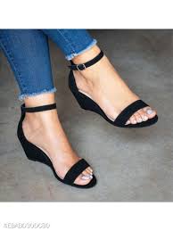 Black Ankle Strap Sandals Heels Plain Ankle Strap Peep Toe Date Travel Wedge Sandals Berrylook Com Black Ankle Strap Wedge Shoes Heels Wedges Sandals Heels