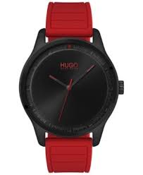 Black And Red Mens Watch Hugo Men S Move Red Rubber Strap Watch 42mm Black Stylish Watches Men Vintage Watches For Men Watches For Men