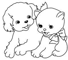 Printable puppy and kitten coloring pages. Puppy Kitten Coloring Pages Novocom Top