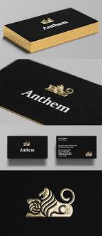 Metalic foil business cards are some of the most popular business cards here at 4over4. Distinctive Gold Foil Embossed Logo On A Black Business Card Luxury Business Cards Black Business Card Business Card Design