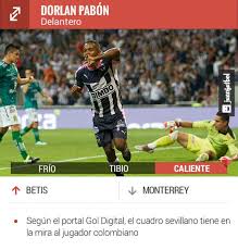 Dorlan pabon statistics played in monterrey. Betis Tiene En La Mira A Dorlan Pabon