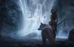 White wolf wallpaper hd images free download 1920×1200. Wallpaper Girl Fiction Animal Waterfall Art White Wolf Images For Desktop Section Fantastika Download