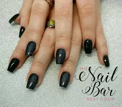 Black And Gold Acrylic Nails Short Black And Holographic Glitter Short Coffin Acrylic Nails Short Coffin Nails Coffin Nails Matte Nails