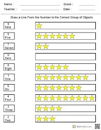 Worksheets to count the objects and match with the number, match the groups with same number of objects, match number. Match Numbers To Objects Worksheets Place Value Worksheets Biggest And Smallest Writi Kindergarten Worksheets Kindergarten Math Worksheets Kindergarten Math