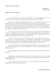 Téléchargez ce modèle de lettres : Objet Lettre De Motivation Fait A Dijon Le 8 Mars 2017