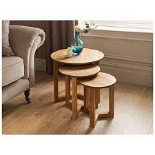 Modern unique metal oak handmade designer coffee table connection. Tilbury Nest Of Tables 3 Piece Tilbury Round Oak Tables Have Modern Legs With Curved Top Profile The Space Saving Tables Are Perfec In 2020 Table Furniture Elegant Table
