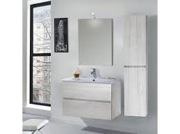 Filo lucido ultrasottile con lampada led (lampada certificata ip44) Mobile Da Bagno Sospeso 70cm Colonna P32cm Mazzoni Maiorca Light Bianco Frassinato Grigio Bagno Mobili Bagno Homelook
