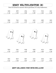 The Scary Multiplication 3 Digit By 2 Digit A Math Worksheet From The Hallowee Halloween Multiplication Worksheets Halloween Math Worksheets Halloween Math