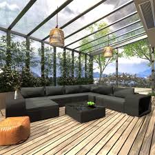 Vidaxl 10 Piece Garden Lounge Set With Cushions Poly Rattan Black Patio Sofa Set Patio Outdoor