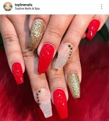 Red Black And Gold Acrylic Nails Ballerina Nails Red Nails Gold Nails Red And Gold Nails Acrylic Nails Red And Gold Nails Gold Nails Gold Acrylic Nails