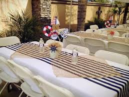 Sailor Nautical Baby Shower Party Ideas Photo 1 Of 9 Nautical Baby Shower Boy Baby Shower Table Cloths Nautical Baby Shower