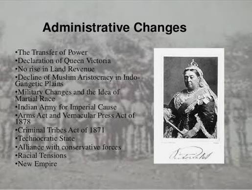 state the administration changes that were made after queen victoria proclamation ​ - Brainly.in