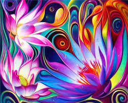 Paint by numbers flowers with frame. Abstract Colorful Flowers Flowers Paint By Number Numeral Paint