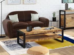 Idéal pour tout type de décoration ! Table Basse Industrielle Double Plateau Bois Metal Harlem