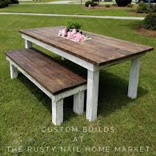 Farmhouse Table And Bench Custom Furniture Farmhouse Diy Farmhouse Bench Farmhouse Picnic Table Outdoor Farmhouse Table Farmhouse Table