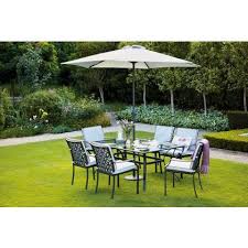 Garda 6 Seater Metal Garden Furniture Set Homebase Garden Furniture Sets Metal Garden Furniture Garden Furniture