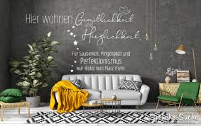 Wandtattoo Spruch Hier Wohnen Gemutlichkeit Und Herzlichkeit