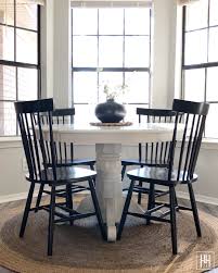 White Pedestal Table With Black Windsor Chairs Round Dining Room Round Table And Chairs Black Kitchen Table