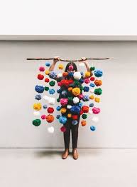 How Colorful And Happy Would This Be On Your Wall Just Some Yarn A Good Stick Diy Crafts Crafts Pom Pom Garland