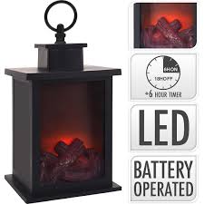 Led fireplace lantern log flamless fire effect vintage lamp christmas home decor. Lantern Fireplace Led 24 Cm Timer Battery Operated Nedis