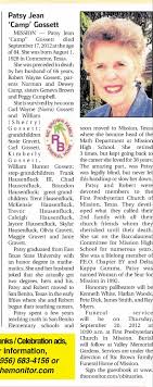 Obituary for Patsy Jean Gossett, 1928-2012 (Aged 84)