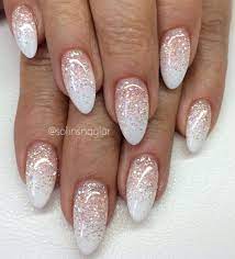 White Gradient With Glitter Bride Nails Bridal Nails Wedding Nails