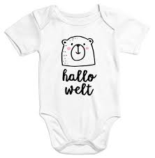 Kurzarm Baby Body Hallo Welt Bar Hello World Bear Einteiler Bio Baumwolle Moonworks Baby Body Spruche Babybody Body Bemalen